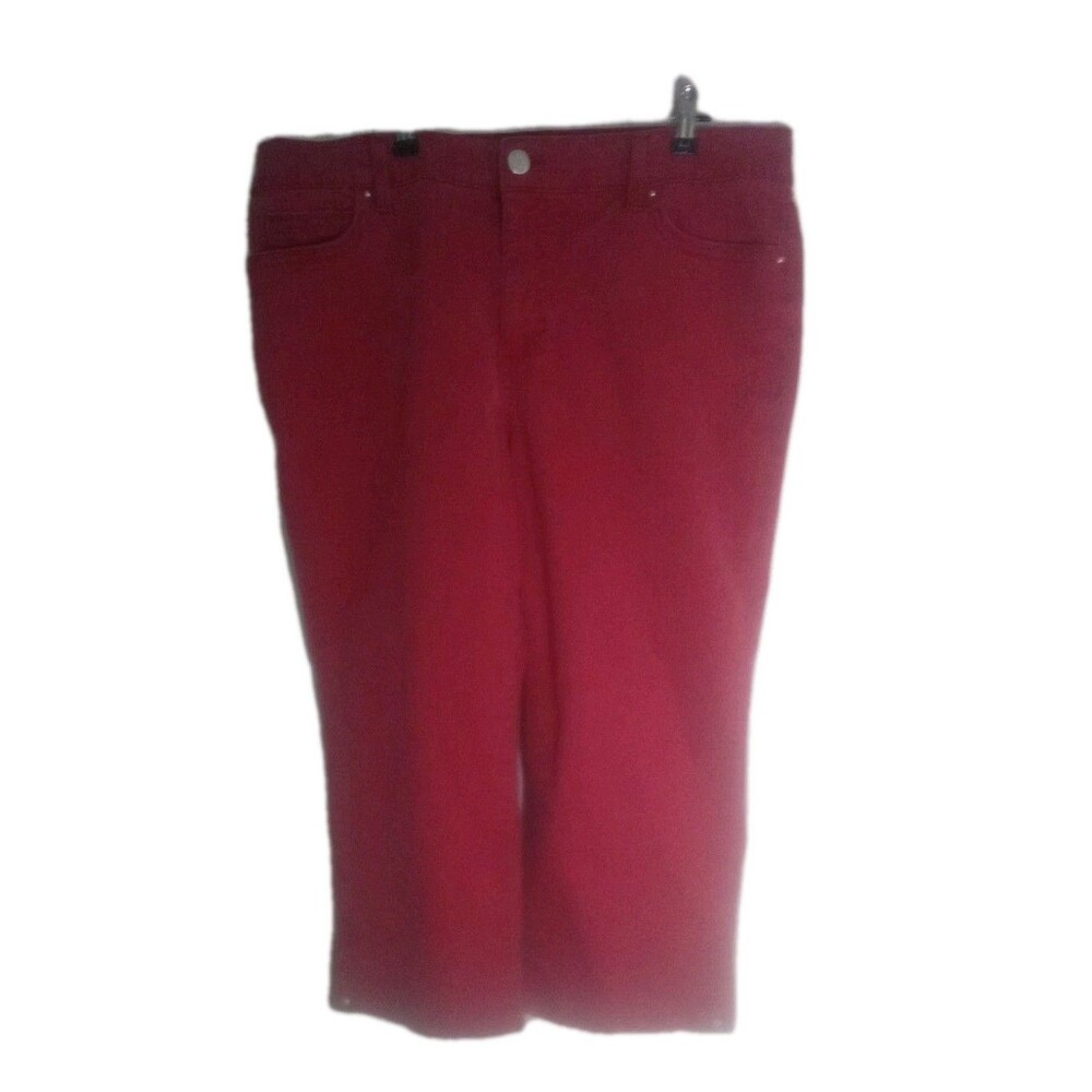 Women's Bandolino Red Denim Mandie Capris Sz 14 Sturdy Some Wear July 4 34x20x11
